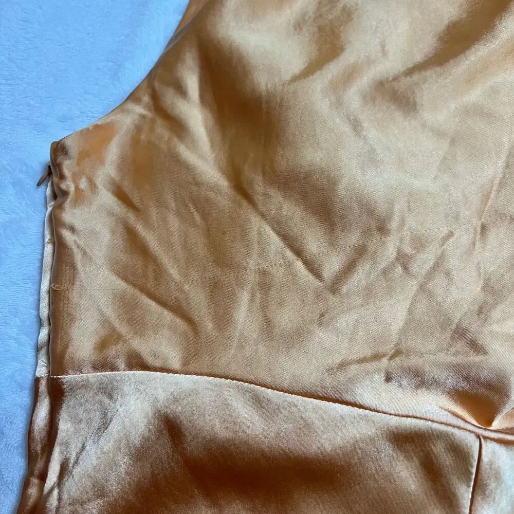 NEW Lulus Incredible Love Light Orange Satin Cowl Back Midi Slip Dress Size L